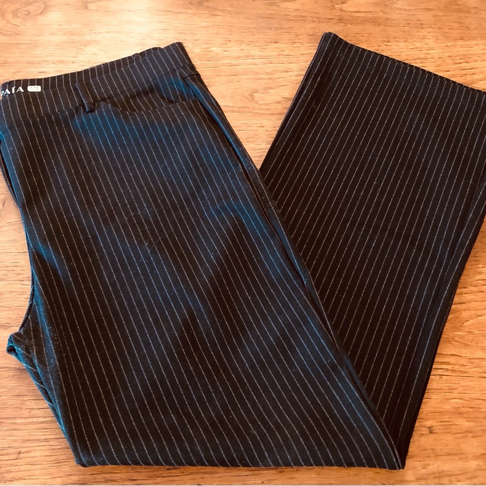 Tapata Wide Leg Pinstripe Pants in Black and Gray